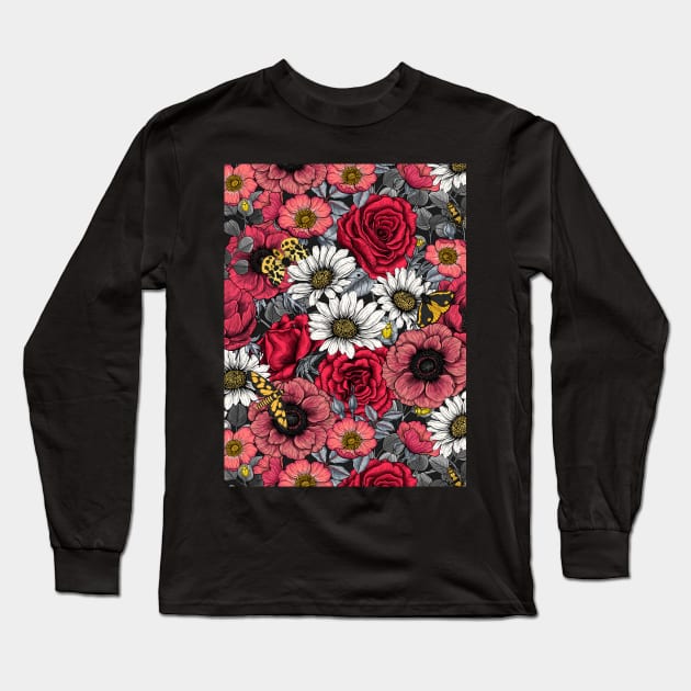 Flower mix and moths 2 Long Sleeve T-Shirt by katerinamk